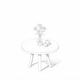 A beginner's pencil sketch on a plain white paper, showcasing a simple yet elegant composition of a still life arrangement