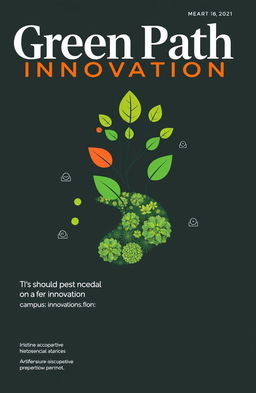 Design a cover for 'Green Path Innovation' that balances innovation and simplicity