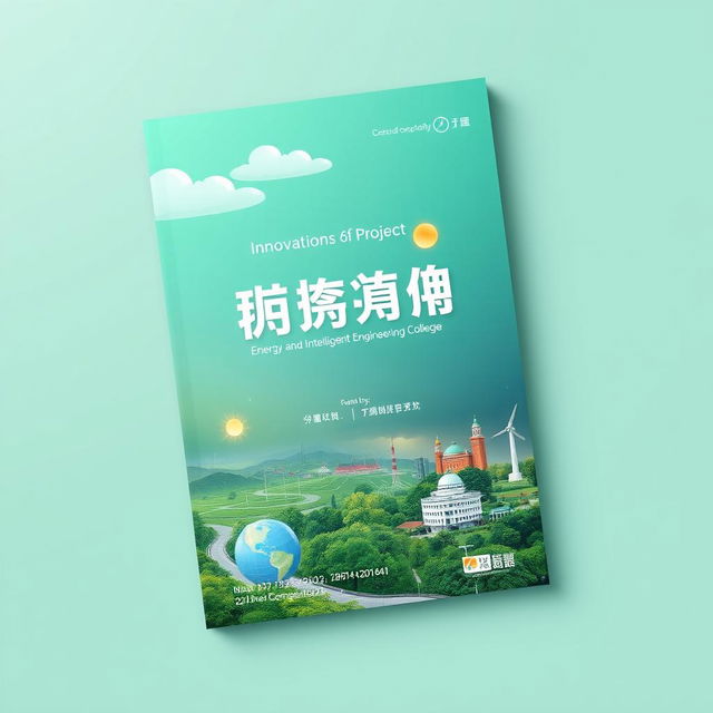 A cover design for the project '绿途创享' that emphasizes innovation and simplicity while integrating environmental concepts and campus characteristics