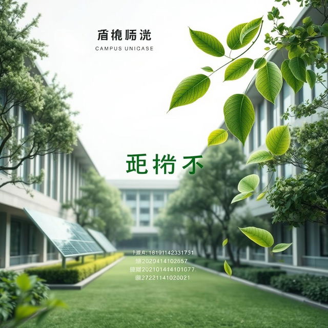 A sleek and modern cover image featuring the themes of environmental sustainability and campus uniqueness, designed to represent the brand image of '绿途创享'