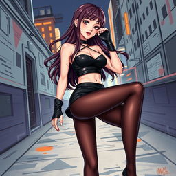 A stunning illustration of Lisa from Blackpink, depicted in a stylish, edgy pose