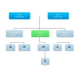 A sleek, modern organizational chart design showcasing a hierarchical structure in a corporate setting