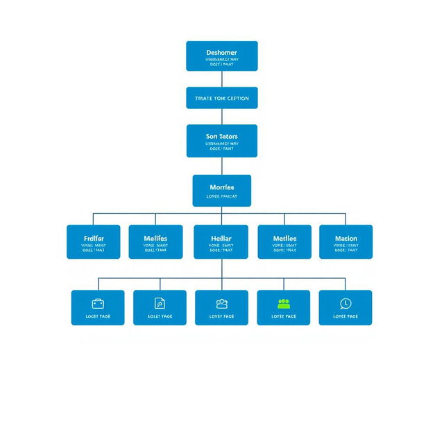 A sleek, modern organizational chart design showcasing a hierarchical structure in a corporate setting