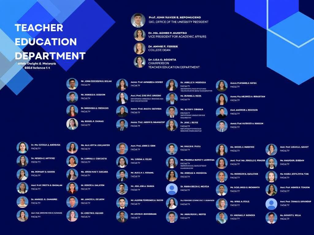 An elegant and modern organizational chart for a Teacher Education Department