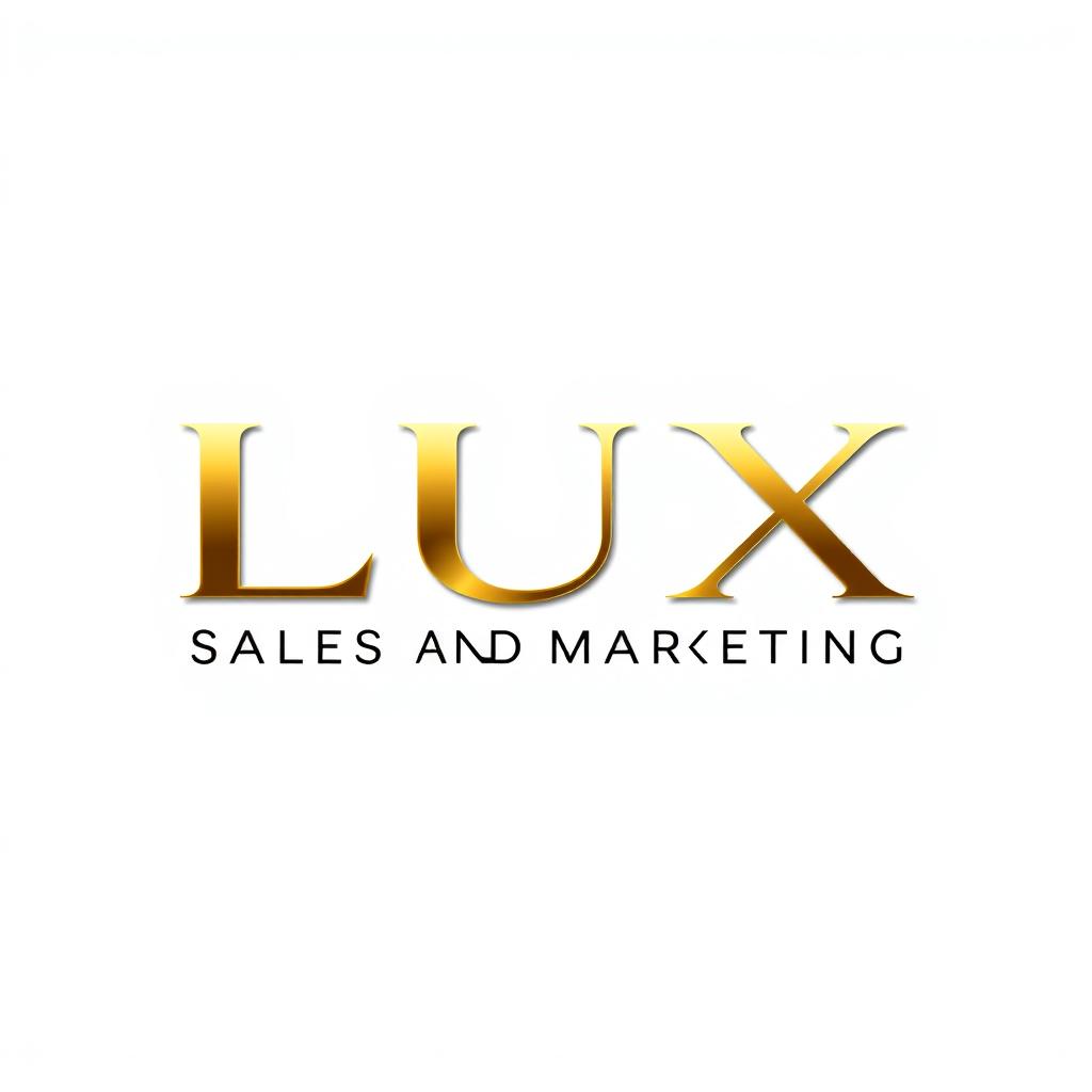 A sleek and modern logo design for 'LUX', representing sales and marketing