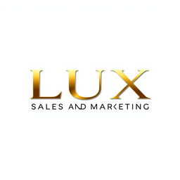 A sleek and modern logo design for 'LUX', representing sales and marketing