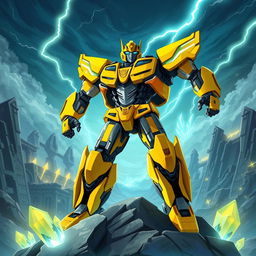 In a stunning depiction inspired by Transformers Prime, Bumblebee is illustrated as a Prime, showcasing a regal yet powerful stance