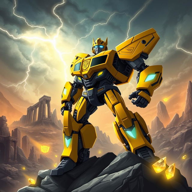 In a stunning depiction inspired by Transformers Prime, Bumblebee is illustrated as a Prime, showcasing a regal yet powerful stance