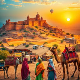 A vibrant landscape depicting the essence of Rajasthan, India