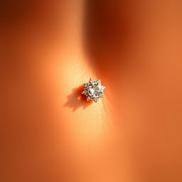 A close-up view of a beautifully adorned navel piercing featuring a sparkling gemstone