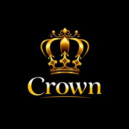 A luxurious logo design featuring a stylized crown prominently at the top, with the elegant name 'Crown' beautifully integrated into the crown itself