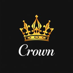 A luxurious logo design featuring a stylized crown prominently at the top, with the elegant name 'Crown' beautifully integrated into the crown itself