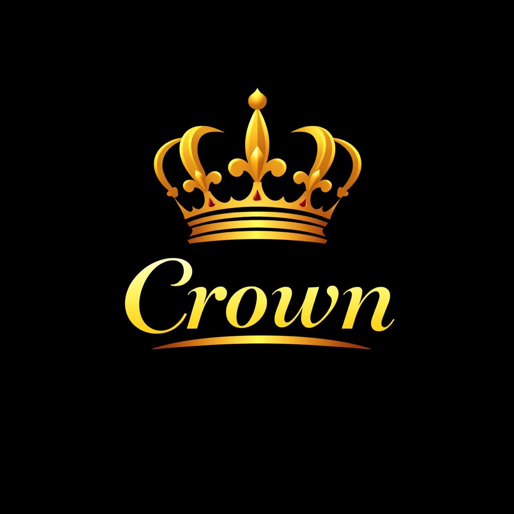 A luxurious logo design featuring a stylized crown prominently at the top, with the elegant name 'Crown' beautifully integrated into the crown itself