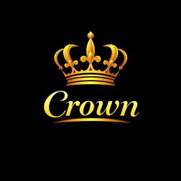 A luxurious logo design featuring a stylized crown prominently at the top, with the elegant name 'Crown' beautifully integrated into the crown itself