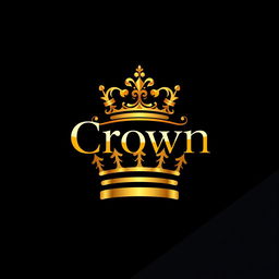 A luxurious logo design featuring a stylized crown prominently at the top, with the elegant name 'Crown' beautifully integrated into the crown itself