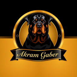 A luxurious logo design featuring a Rottweiler dog prominently positioned in the center