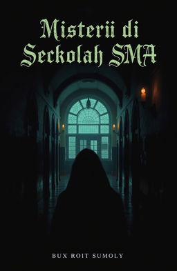 A mysterious high school scene titled 'Misteri di Sekolah SMA', featuring a dark and atmospheric environment