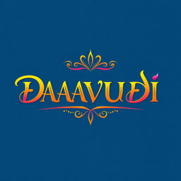 A vibrant and colorful festive title design for the word 'DAAVUDI' in all capital letters