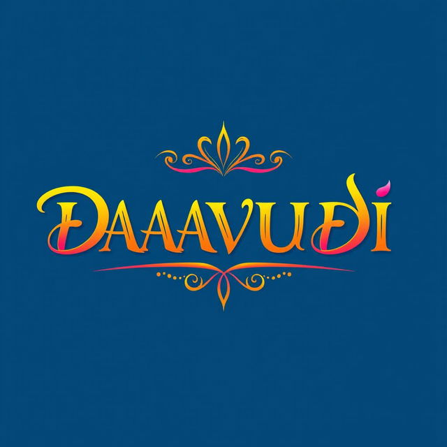 A vibrant and colorful festive title design for the word 'DAAVUDI' in all capital letters