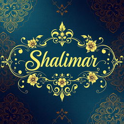 An artistic design centered around the name 'Shalimar', crafted in ornate, cursive typography