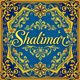 An artistic design centered around the name 'Shalimar', crafted in ornate, cursive typography