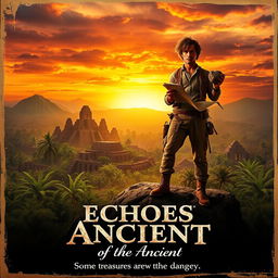 A vintage-style film poster for an imaginary action-adventure movie titled 'Echoes of the Ancient'