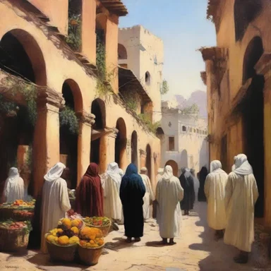 The painting beautifully depicted a traditional Levantine market scene.