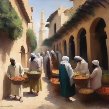 The painting beautifully depicted a traditional Levantine market scene.