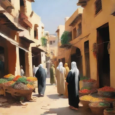 The painting beautifully depicted a traditional Levantine market scene.