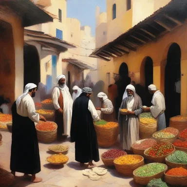 The painting beautifully depicted a traditional Levantine market scene.