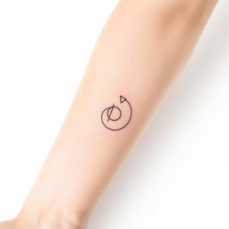 A minimalistic tattoo design featuring geometric shapes and fine line work, elegantly arranged on the forearm