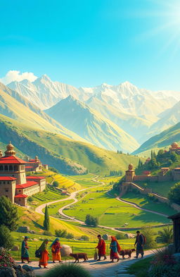 A beautiful and vibrant landscape of Afghanistan showcasing its rich cultural heritage and natural beauty