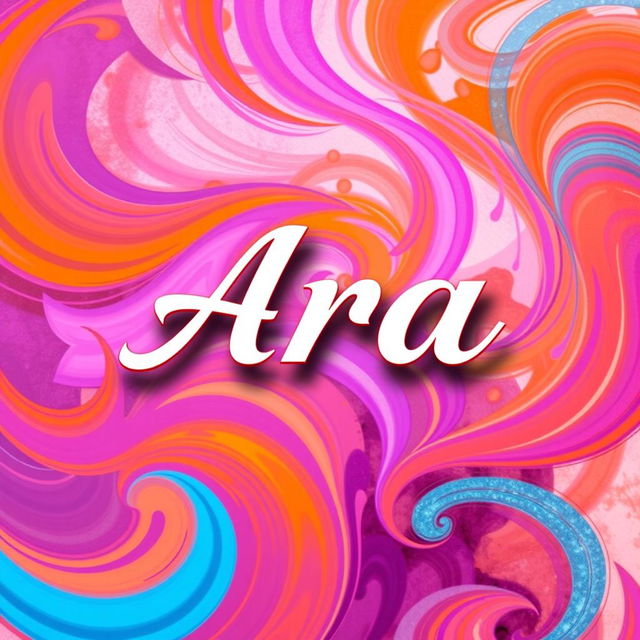 A visually striking poster featuring the name 'Ara' in a bold, artistic font