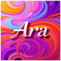 A visually striking poster featuring the name 'Ara' in a bold, artistic font