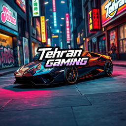A high-quality image featuring a sleek sports car set against a vibrant Grand Theft Auto-inspired urban backdrop