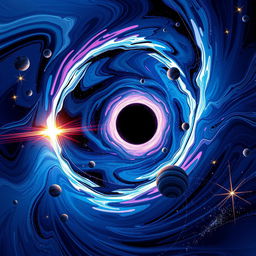 A stunning illustration of the interior of a black hole, showcasing a surreal and cosmic environment