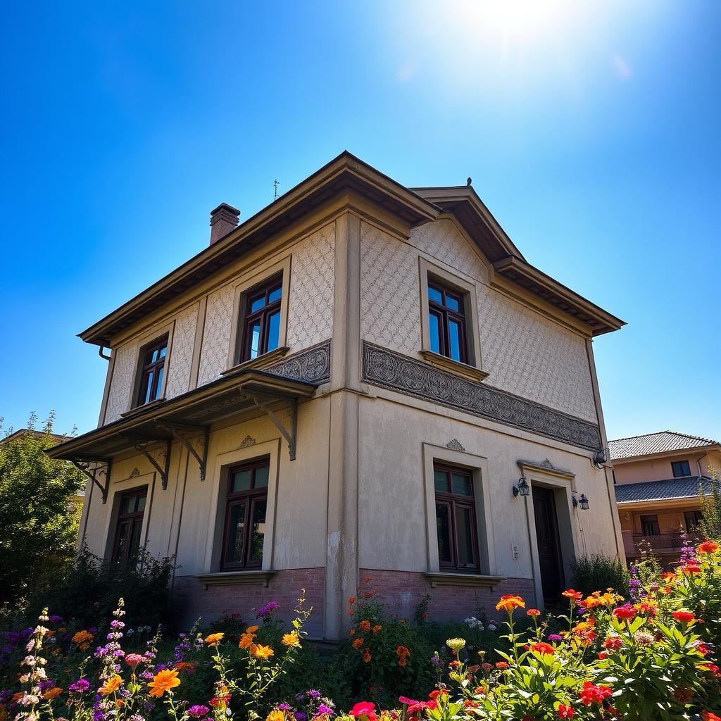 A beautiful old house in Tehran, showcasing traditional Persian architecture with intricate tile work and wooden windows