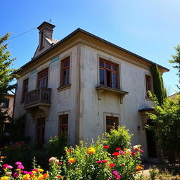 A beautiful old house in Tehran, showcasing traditional Persian architecture with intricate tile work and wooden windows