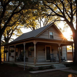 An old house with a charming, rustic appearance, featuring weathered wooden siding and a slightly sagging roof