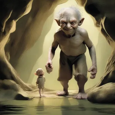 In J.R.R. Tolkien's 'The Hobbit', Bilbo Baggins encounters a lilliputian creature named Gollum in the deep caves