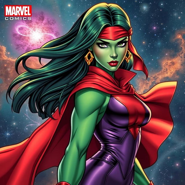 A stunning Marvel Comics cover featuring Gamora, the iconic character from the X-Men universe