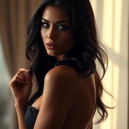 A breathtaking portrait of a glamorous woman inspired by high fashion photography
