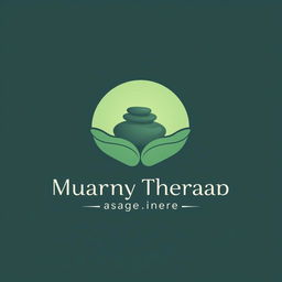A soothing and elegant logo design for a massage therapy business, featuring a stylized silhouette of two hands cradling a smooth stone