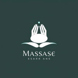 A soothing and elegant logo design for a massage therapy business, featuring a stylized silhouette of two hands cradling a smooth stone