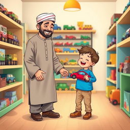 A cheerful and colorful room filled with vibrant shelves stocked with various toy cars and puzzles