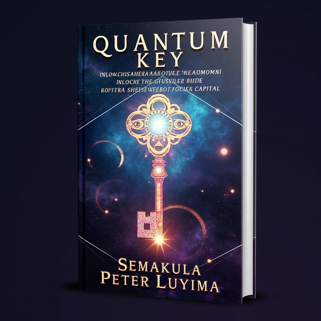 A visually striking book cover design for 'The Quantum Key: Unlocking Paranormal Phenomena and the Power of Social Capital' by Ssemakula Peter Luyima