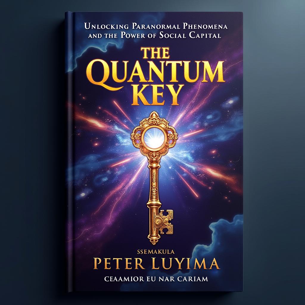 An eye-catching book cover design for 'The Quantum Key: Unlocking Paranormal Phenomena and the Power of Social Capital' by Ssemakula Peter Luyima