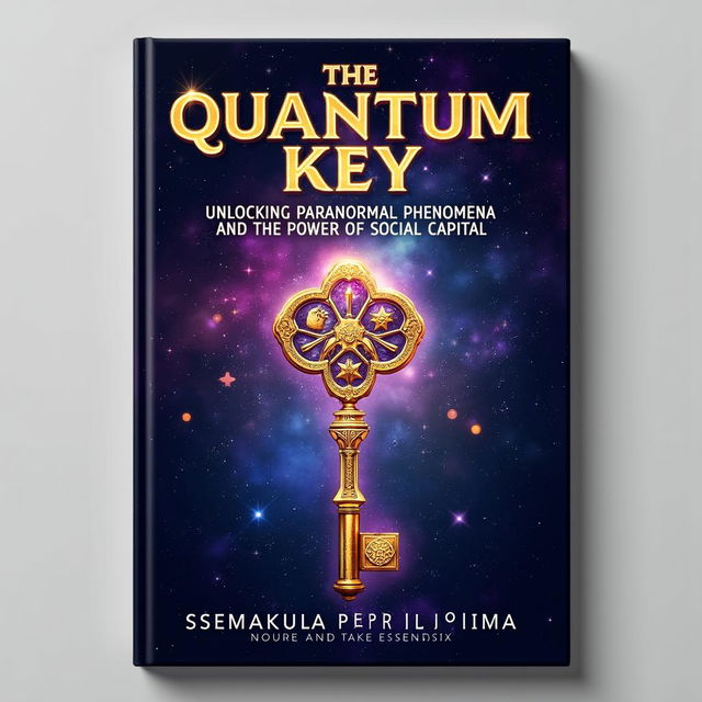 An intriguing book cover design for 'The Quantum Key: Unlocking Paranormal Phenomena and the Power of Social Capital' by Ssemakula Peter Luyima