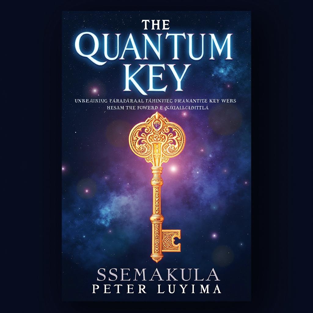 An intriguing book cover design for 'The Quantum Key: Unlocking Paranormal Phenomena and the Power of Social Capital' by Ssemakula Peter Luyima