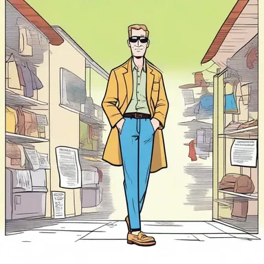 In the comic strip, the character is depicted wearing a pair of loafers that perfectly match his laid-back personality.